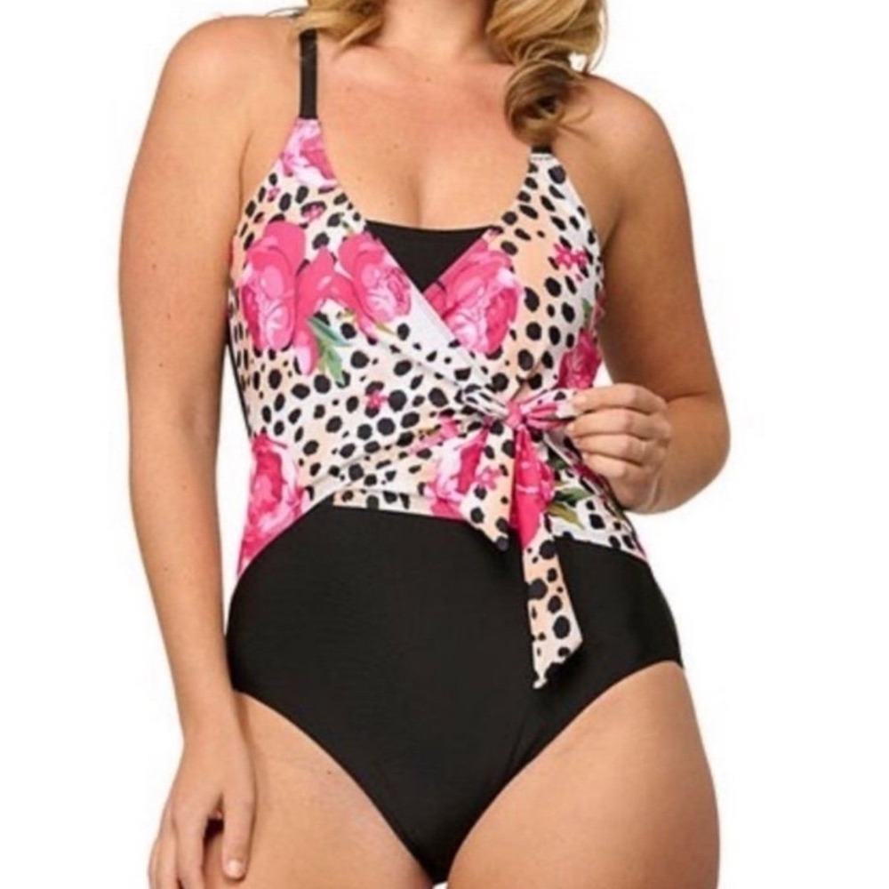 NWT Size 8 Women's One Piece Animal‎ Print & Floral Swimsuit by Noon Swim